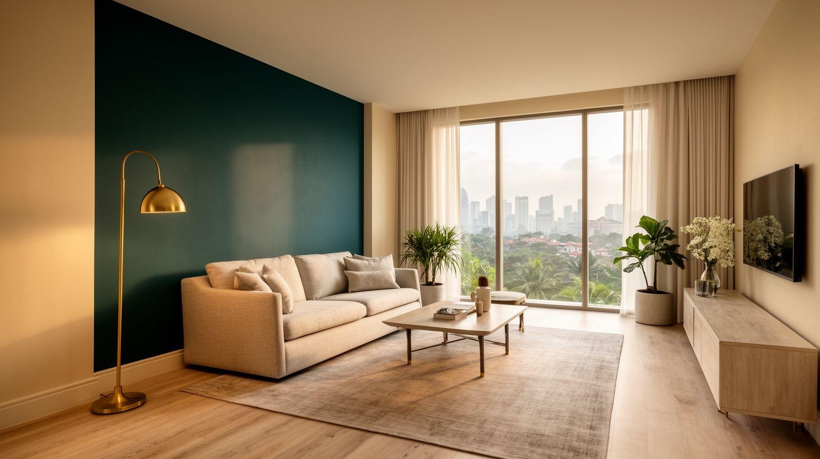 Sunlit living room of a Kuala Lumpur residence designed by Amber Loft Studio