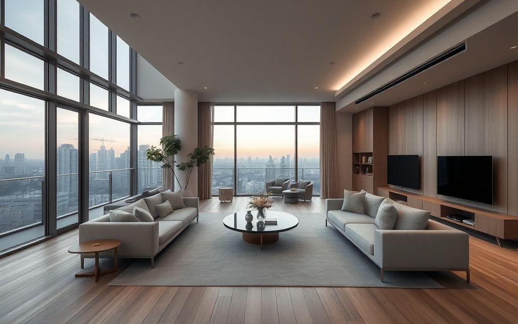 Penthouse lounge in Mont Kiara with muted palette