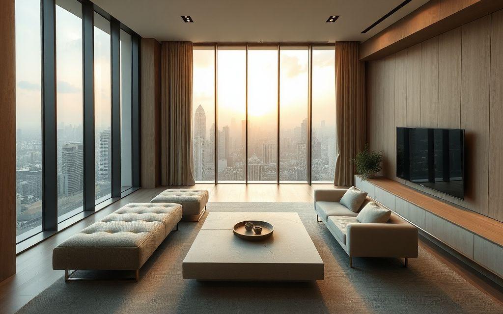 Condominium living space with skyline view in Kuala Lumpur